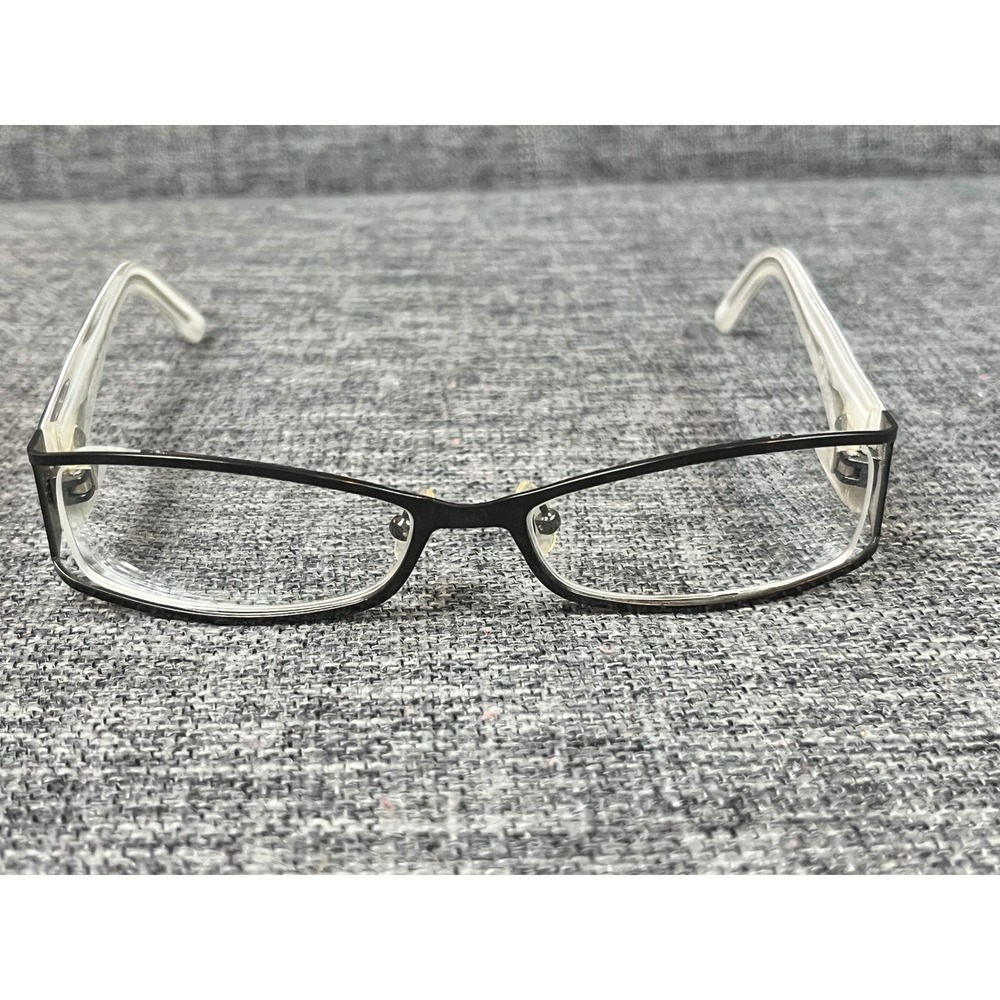 Chelsea Morgan GM Black White Rectangular Eyeglasses 51-16-135 Dotted Temple